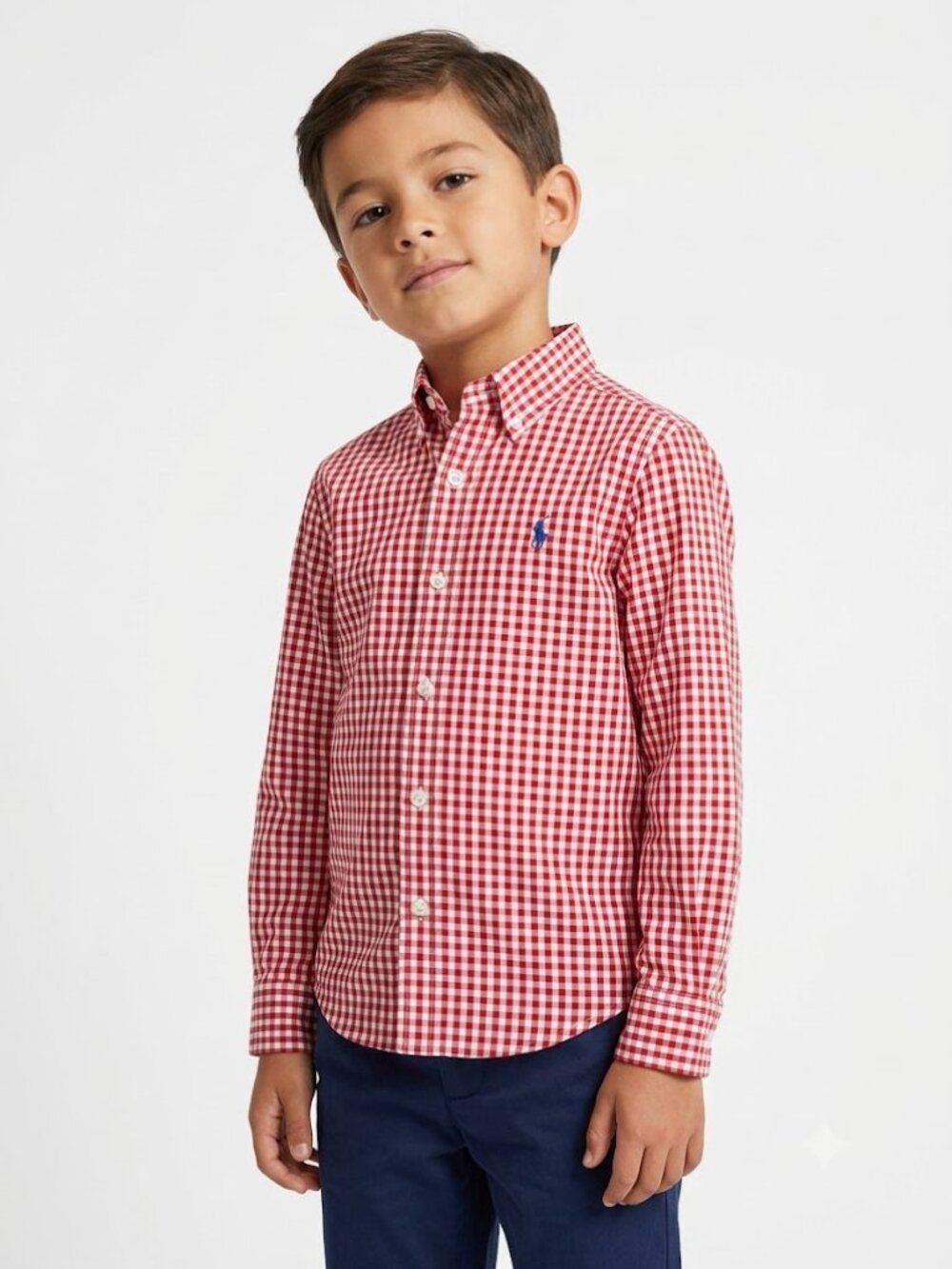 Ralph Lauren Gingham Shirt Red White Long Sleeve Button Down Collar Size Small 8